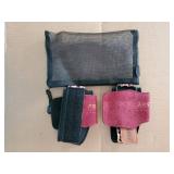 Lifting Wrist Straps Women and Men, Weight Lifting Grips with Cushion Wrist Loop, Double Layer Leather and Storage Pouch, Gym Workout Straps for Deadlift and Powerlifting (Purple/Leopard) - Retail: $1