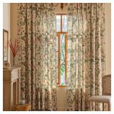 Floral Curtains 84 Inch Long Living Room Boho Drapes Bedroom 2 Panels Semi Sheer Floor Length Window Curtain Panels Vintage Rod Pocket Tassel Farmhouse Nursery Window Treatments - Retail: $57
