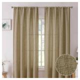 Linen Curtains Living Room Rod Pocket Semi Sheer Curtain Burlap Light Filtering Thick Linen Drapes for Bedroom, 38 x 63 inches Long, Taupe, Set of 2 Panels - Retail: $20