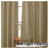 Linen Curtains Living Room Rod Pocket Semi Sheer Curtain Burlap Light Filtering Thick Linen Drapes for Bedroom, 38 x 63 inches Long, Taupe, Set of 2 Panels - Retail: $20