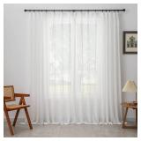 Off White Pinch Pleated Curtains 108 Inches Long 1 Panel Chiffon Sheer Curtains for Living Room Bedroom Semi Sheer Light Filtering Curtain & Drapes for Sliding Glass Door, W40 x L108 - Retail: $37