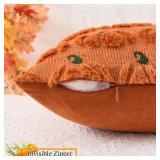 Kevin Textile Fall Pumpkins Pillow Covers 20x20 Inch Set of 2 Autumn Embroidery Decorative Square Pillowcases Soft Faux Fur Cushions Harvest Gift for Couch Sofa Chair Bedroom Halloween, Brown - Retail