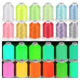 12 Colors Glow in The Dark Embroidery Thread Colorful Luminary Polyester Machine Accessories 550 Yard Sewing Thread for Embroidery Quilting Sewing Decorations - Retail: $21