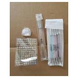 Beetles Nail Art Brushes 8pcs â Crystal Nail Art Tools 5pcs Double-headed Nails Dotting Tool, 3pcs Striping Liner Brushes for Nails with Pearls Bowknot Stickers, DIY Home Salon Manicure Design To