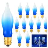 11 Pack Hanukkah LED Menorah Flame Lights Bulb, Upgraded Blue & White Electric Hanukkah LED Menorah Flame Shaped Replacement Bulbs, C7/E12 Candelabra Base, 0.6 Watt, 120 Volt - Retail: $12