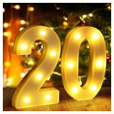 20th Birthday Decorations for Women Men, Happy 20 Year Old Birthday Decorations for Centerpieces Table,20 Light Up Numbers Sign Led for Party Backdrop Wall Decor for Wedding Anniversary Home - Retail: