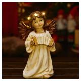 Christmas Angel Figurine Play The Accordion Decor. Light Up Halo Angels Statue for Festive Holiday Decor Featuring Angel Playing The Accordion, Resin 8.07 H Inch - Retail: $19,879