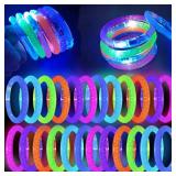 30 Pcs Glow In The Dark Bracelets, 6 Colors LED Bracelets Bulk Party Supplies for Kids and Adults, Glow Neon Party Favors Toys for Carnival Halloween Christmas Birthday Wedding - Retail: $24