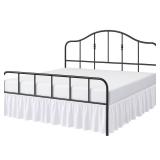 Cottington Lane Ruffled Bed Skirt Queen Size with Split Corner, Brushed Microfiber Hotel Quality White Dust Ruffle, 14 Inch Drop Gathered Bedskirt, Soft and Stylish, Shrinkage and Fade Resistant - Ret