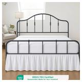 Cottington Lane Ruffled Bed Skirt Queen Size with Split Corner, Brushed Microfiber Hotel Quality White Dust Ruffle, 14 Inch Drop Gathered Bedskirt, Soft and Stylish, Shrinkage and Fade Resistant - Ret