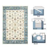 Area Rug 2x3 Washable Vintage Floral Rug Indoor Entryway Non-Slip Door Mats Soft Carpet for Living Room Bedroom Bathroom Home Office Blue - Retail: $10