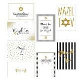 Bat Mitzvah Gifts for Girls Greeting Collection - 4 x 6 In, 36 Pack, Gold Foil - Mazel Tov Cards Bulk with Blank Interior - Retail: $14