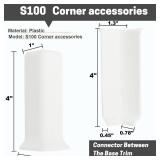 Self Adhesive Baseboard Corner Blocks, 4inch(Width)3 Inside + 3 Outside Corners-Connector Between The Wall Base Cove Base Rubber Moulding Trim, Perfect Match for Our S100 Baseboard(White) - Retail: $1