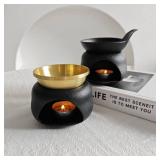 Delicate Romantic Metal Tealight Candle Holder Oil Tart Burner Aroma Diffuser Furnace Home Decoration Split Design Black (broken top) - Retail: $6,473