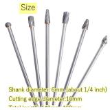 10mm Rotary Aluminum Cut Burr 6Pcs 6mm 1/4 Inch Shank 150mm Long Reach, Carbide Alloy Rotary Burr Set, Fit for Woodworking, Drilling, Metal Carving, Engraving, Polishing - Retail: $41