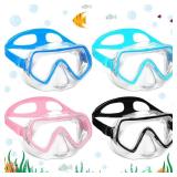 4 Pcs Kids Nose Goggles Swim Goggles with Nose Cover for 3-8 Tempered Glass Snorkel Dive Mask Anti Fog with Elastic Strap No Leak Swimming Mask for Summer Diving Snorkeling(Vivid Colors) - Retail: $1,