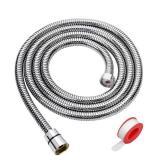 Shower Hose Extra Long 90 Inches Brushed Chrome Handheld Shower Head Hose with Brass Insert and Nut - Lightweight and Flexible - Retail: $13