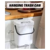 Indoor Compost Bin - 1.3 Gallons Hanging Small Trash Can with Lid for Kitchen Bathroom, Under Sink Kitchen Trash Can, Indoor Counter Compost Bucket with Lid, 5L(White) - Retail: $17