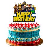 Video Game Cake Topper Decorations - Vibrant Glitter Cardboard Gamer Cake Topper, Eye-Catching Design, Firm Installation & Easy Adjusting, Sturdy Plastic Stick - Birthday Decorations for Boys & Girls 