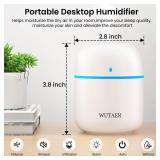 Portable Small Humidifier, WUTAER USB Personal Desktop Humidifier for Car, Office Room, Bedroom, Auto Shut-Off, 2 Mist Modes, Super Quiet(220ml, White) - Retail: $10
