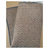 Non-Slip Corner Kitchen Rug - Super Absorbent Braided Floor Mat for Sink Areas, Washable Circular Sector Mat with Rubber Backing, Imitation Linen Kitchen Carpet (Taupe, Radius 31