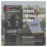 Padded Football Shirt Padded Compression Shirt Football Rib Protectors Undershirt Padded for Rugby Lacrosse Baseball (Black, L) - Retail: $42