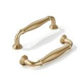 10 Pack 3-1/2 Inch(89mm) Brushed Gold Cabinet Pulls Matte Satin Gold Cabinet Handles Heavy Duty Solid Cabinet Hardware for Cupboard Drawer Pulls Dresser Handle - Retail: $40