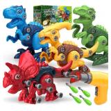 Dinosaur Toys for 3, 4, 5, 6, 7 Year Old Boys, Take Apart Toys with Electric Drill for Kids, STEM Educational Construction Building Toy, Ideal Birthday Christmas Easter Gifts, Incl Tyrannosaurus Rex -