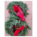 6 Pack 11 Inch Mini Christmas Wreath Small Christmas Kitchen Cabinet Wreaths with Red Velvet Bow Artificial Norfolk Pine Wreath Outdoor Christmas Wreaths for Windows Door Chairs Wall Stairs Home Decor