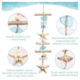 Sea Glass Wooden Nautical Wall Decor, Coastal Starfish Bathroom Decor Sea Shells, Driftwood Beach Room Decor for Home Indoor Outdoor, Coastal Wall Art for Living Room, Bedroom and Dining Room - Retail
