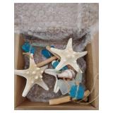 Sea Glass Wooden Nautical Wall Decor, Coastal Starfish Bathroom Decor Sea Shells, Driftwood Beach Room Decor for Home Indoor Outdoor, Coastal Wall Art for Living Room, Bedroom and Dining Room - Retail