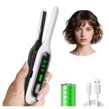 Cordless Mini Flat Iron, 3/10 Pencil Hair Straightener for Short Hair, Pixie Cut & Bangs, Portable Dual Voltage Travel Curling Iron - Retail: $54"