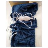 Massaging Heating Pad for Neck and Shoulders and Back, 24 x 35" Large Electric Heating Pad for Back Pain Relief with 3 Heat Levels, 4 Massage Settings, 2H Auto Shut-Off, 4 Massage Motors, Blue"