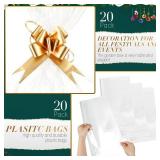 20 Set Empty Gift Baskets Bulk for Gifts Wrapping Kraft Basket to Fill with Cellophane Wrap Bows Bags Raffia for Valentines Wedding Easter Birthday Party(Gold Basket, Gold Bow) - Retail: $40