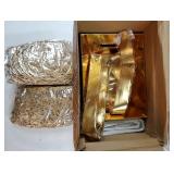 20 Set Empty Gift Baskets Bulk for Gifts Wrapping Kraft Basket to Fill with Cellophane Wrap Bows Bags Raffia for Valentines Wedding Easter Birthday Party(Gold Basket, Gold Bow) - Retail: $40