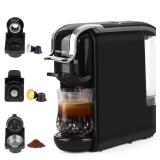 Espresso Maker for Nespresso Capsule, Lavazza Blue Capsule & Coffee Powder, 19 Bar Pump Pressure Makes Authentic Espresso Coffee, Mini Espresso Coffee Machines with Removable Water Tank. - Retail: $10