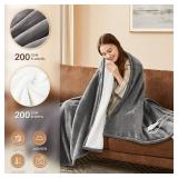 Heated Blanket Electric Throw - 50x60" Heating Blanket Throw 1/2/4/6/8 Hours Auto-Off 10 Heat Level Over-Heat Protection Flannel Sherpa ETL Certification - Retail: $40"