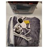 Heated Blanket Electric Throw - 50x60" Heating Blanket Throw 1/2/4/6/8 Hours Auto-Off 10 Heat Level Over-Heat Protection Flannel Sherpa ETL Certification - Retail: $40"