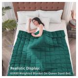 Weighted Blanket for Adults (17 lbs, 60 x 80", Dark Green) Cooling Heavy Blanket for Sleeping Perfect for 160-180 lbs, Queen Size Breathable Blanket with Premium Glass Bead, Machine Washable.  NEEDS T