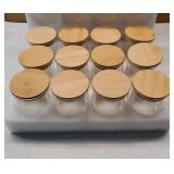 12 oz Glass Food Storage Jar with Bamboo Lid, 12 Pack Borosilicate Glass Airtight Kitchen Storage Containers Sets, Clear Kitchen Canister for Coffee Bean, Nuts, Candy, Cookie, Spices, Tea - Retail: $3