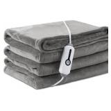 Electric Heated Blanket Full Size 72x84", Luxurious Breathable Flannel with 4 Heat Settings, 10-Hour Auto Shut-Off & Overheat Protection, for Bed & Couch, Cozy Gift - Light Grey - Retail: $37"