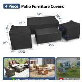 Outdoor Furniture Cover Waterproof, 4 Piece Patio Furniture Set Cover for Outside Couch, Lawn Chairs, Coffee Table, Windproof with Buckle Strap, Black - Retail: $34