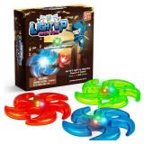 Light Up Ninja Flyers Set, 3 LED Electronic Stars, Heavy Duty Rubber Throwing Discs, Fun and Interactive Kids Toys for Tossing, Games, and Play, 3 Colors, Includes Gift Box