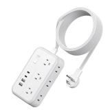 Extension Cord 15 ft, Power Strip with 6 Outlets 4 USB Charger(2 USB C Port), Flat Plug Outlet Extender Long Cord, Protection for Indoor, Home, Office Supplies, Dorm Room Essentials