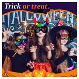 32Pcs Halloween Crafts for Kids Rainbow Scratch Mask, Halloween Games Scratch Art and Craft Kit Classroom Activities Favors Party Supplies