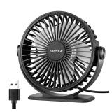 Desk Fan USB Powered Small Portable Fan, 3 Speeds Adjustable Strong Breeze Mini Personal Fans, 360Â° Rotation Quiet Plug In USB Fans for Desktop Bedroom Office Table Travel, Black, 4.9ft Cable