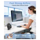 Desk Fan USB Powered Small Portable Fan, 3 Speeds Adjustable Strong Breeze Mini Personal Fans, 360Â° Rotation Quiet Plug In USB Fans for Desktop Bedroom Office Table Travel, Black, 4.9ft Cable
