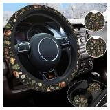 Mushroom Steering Wheel Cover Universal 14.5-15 Inch Non-Slip Mushroom Car Accessories for Women Men