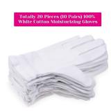100 Percent Cotton Gloves for Dry Hands Eczema, Selizo 10 Pairs White Cotton Gloves for Women Dry Hands Moisturizing Cosmetic Sensitive Irritated Skin Spa