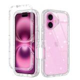iPhone 16 Case Clear [Non Yellowing] Shockproof Dust/Drop Proof 3-Layer Protection [Without Screen Protector] Rugged Heavy Duty Cover for Apple iPhone 16 6.1,Clear Glitter - Retail: $15"